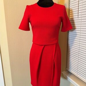 ASOS Red Pleated Ruffled Sheath Dress